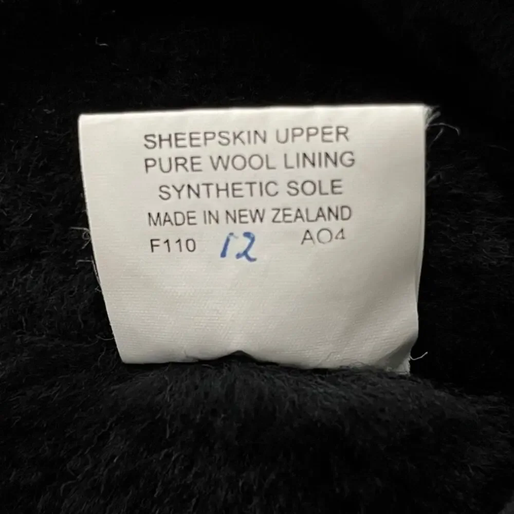 UGG Ultra Tall Revival Boots Black Sheepskin Wool Braid Back Women's 9 12